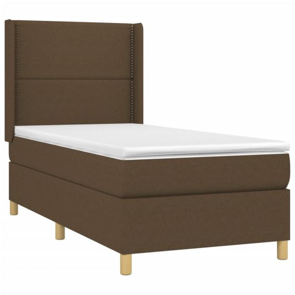 Boxspringbett mit Matratze & LED Dunkelbraun 90x190 cm Stoff