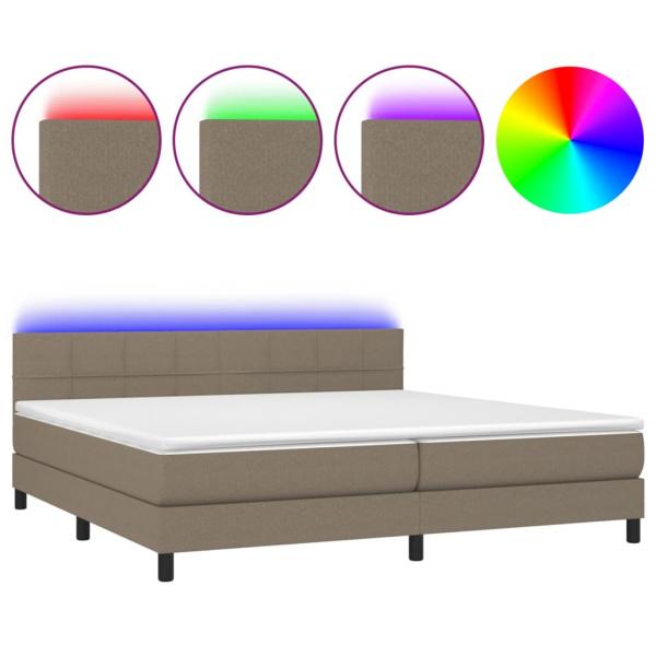 Boxspringbett mit Matratze & LED Taupe 200x200 cm Stoff