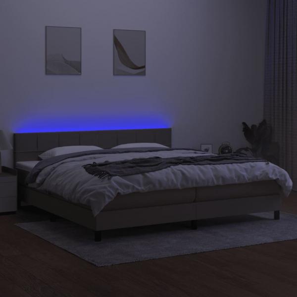 Boxspringbett mit Matratze & LED Taupe 200x200 cm Stoff