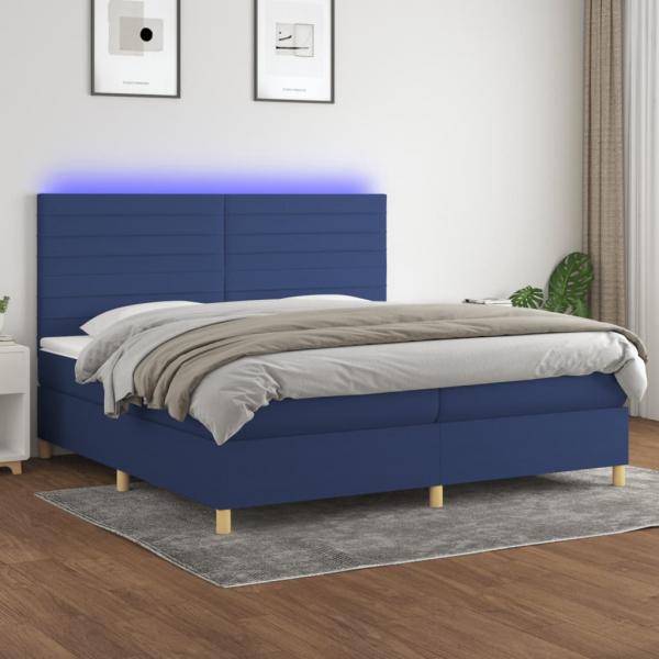 ARDEBO.de - Boxspringbett mit Matratze & LED Blau 200x200 cm Stoff