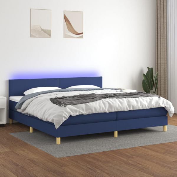 ARDEBO.de - Boxspringbett mit Matratze & LED Blau 200x200 cm Stoff