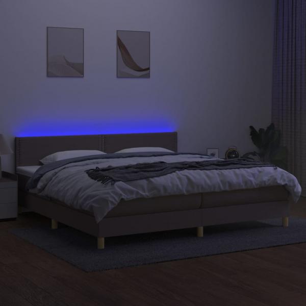 Boxspringbett mit Matratze & LED Taupe 200x200 cm Stoff