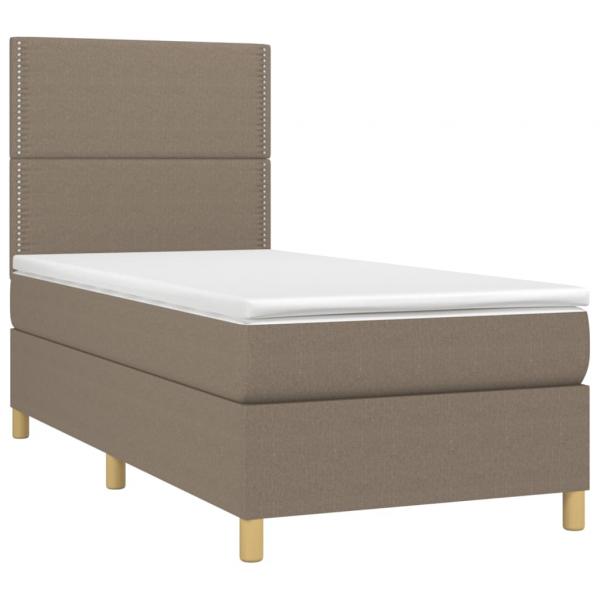 Boxspringbett mit Matratze Taupe 100x200 cm Stoff