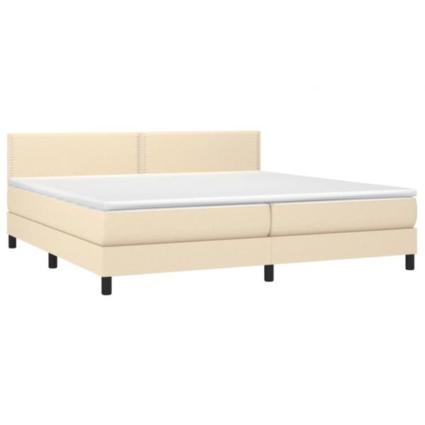 Boxspringbett mit Matratze & LED Creme 200x200 cm Stoff