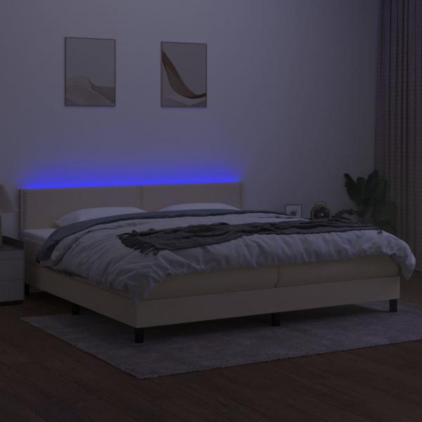 Boxspringbett mit Matratze & LED Creme 200x200 cm Stoff