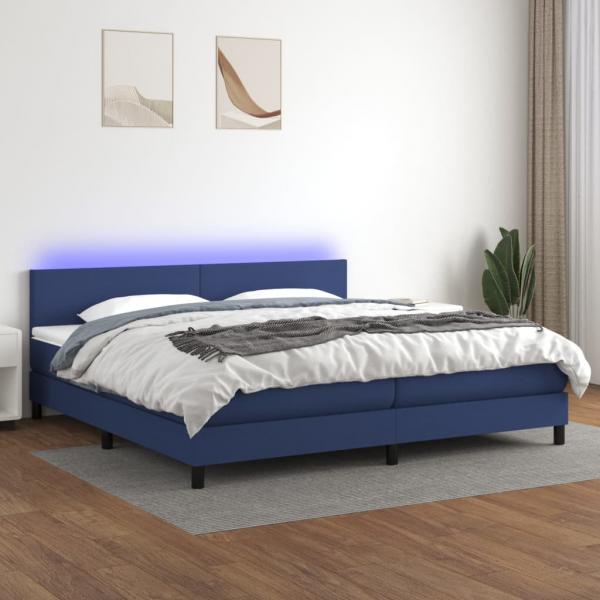 ARDEBO.de - Boxspringbett mit Matratze & LED Blau 200x200 cm Stoff