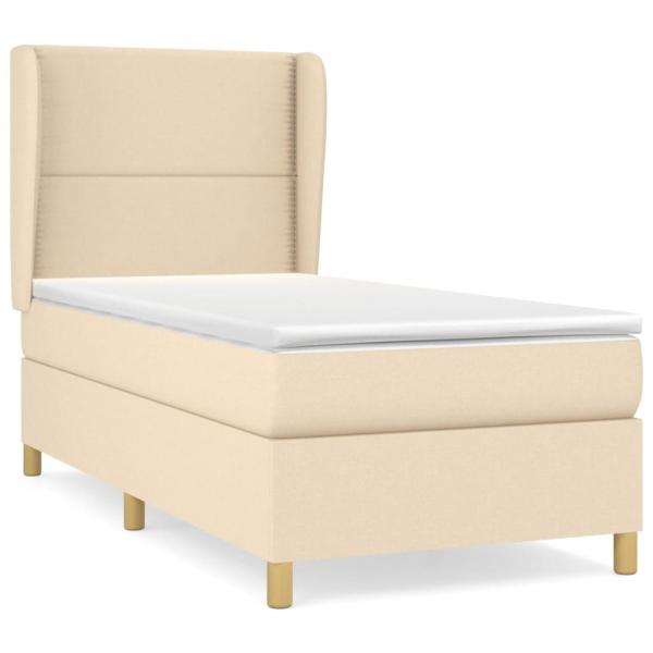 Boxspringbett mit Matratze Creme 100x200 cm Stoff