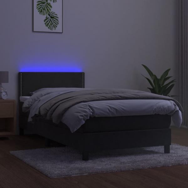 Boxspringbett mit Matratze & LED Dunkelgrau 100x200 cm Samt