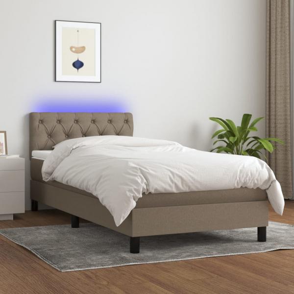 ARDEBO.de - Boxspringbett mit Matratze & LED Taupe 80x200 cm Stoff