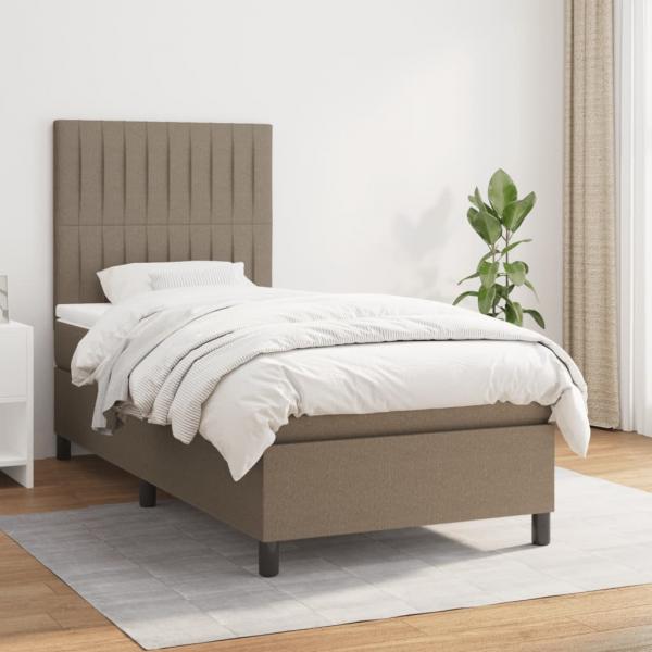 ARDEBO.de - Boxspringbett mit Matratze Taupe 80x200 cm Stoff