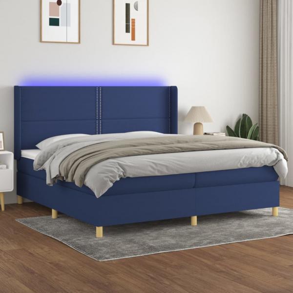 ARDEBO.de - Boxspringbett mit Matratze & LED Blau 200x200 cm Stoff