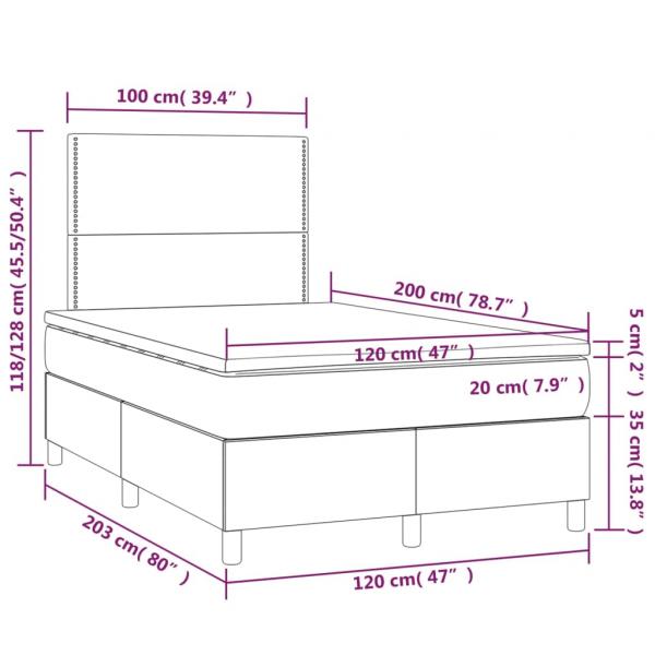 Boxspringbett mit Matratze & LED Blau 120x200 cm Stoff