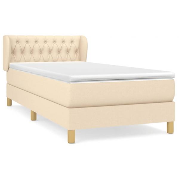 Boxspringbett mit Matratze Creme 90x190 cm Stoff