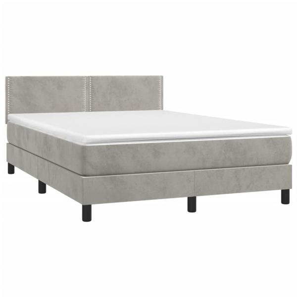 Boxspringbett mit Matratze Hellgrau 140x200 cm Samt