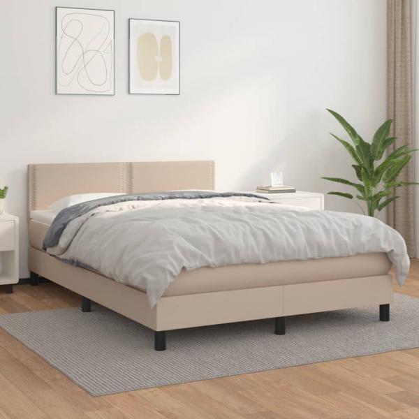 ARDEBO.de - Boxspringbett Matratze Cappuccino-Braun 140x200cm Kunstleder