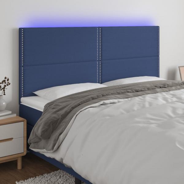 ARDEBO.de - LED Kopfteil Blau 200x5x118/128 cm Stoff