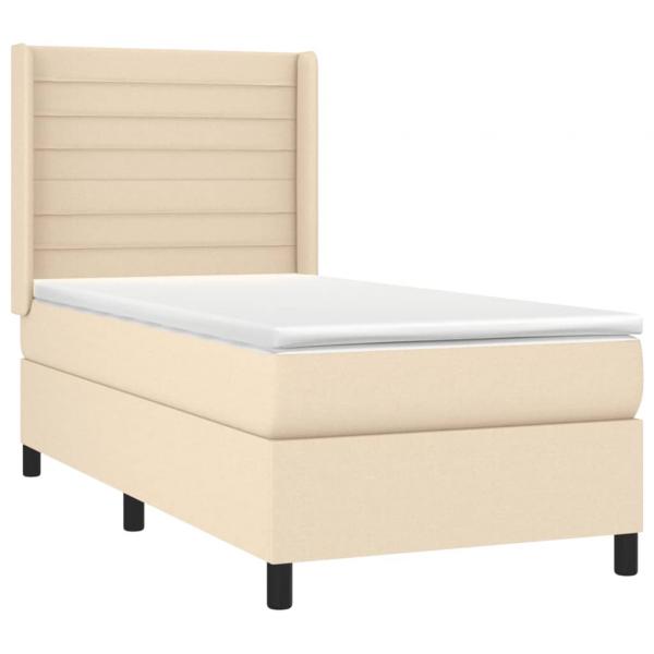 Boxspringbett mit Matratze & LED Creme 90x190 cm Stoff