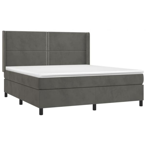 Boxspringbett mit Matratze & LED Dunkelgrau 160x200 cm Samt