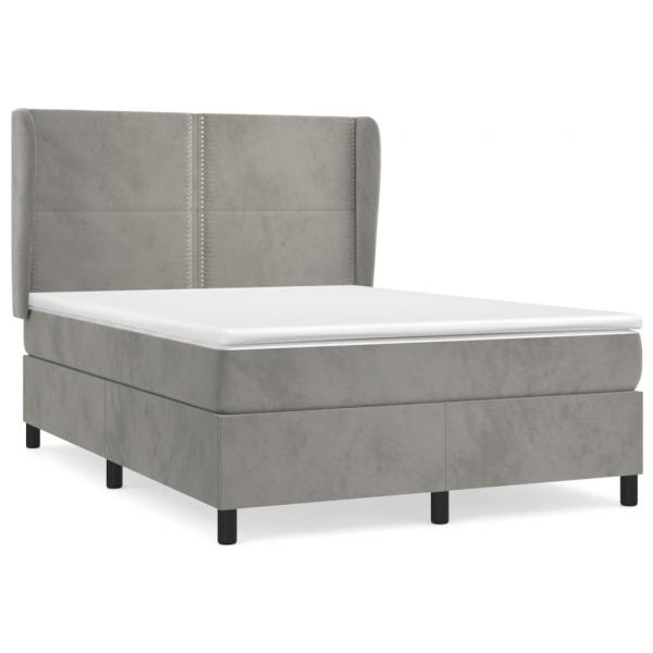 Boxspringbett mit Matratze Hellgrau 140x190 cm Samt