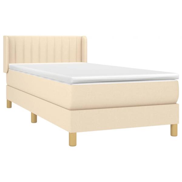 Boxspringbett mit Matratze Creme 90x190 cm Stoff