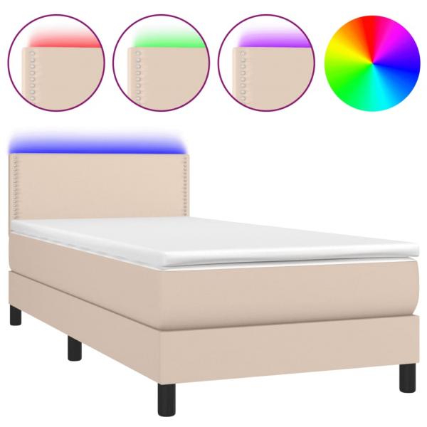 Boxspringbett mit Matratze & LED Cappuccino-Braun 80x200cm