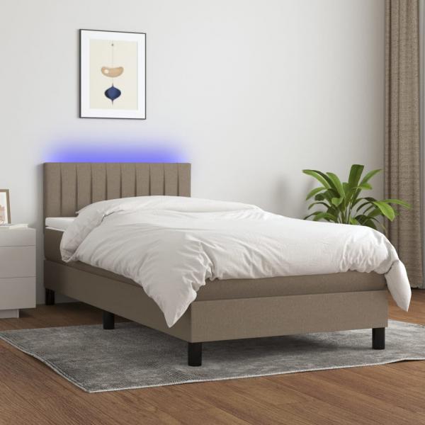 ARDEBO.de - Boxspringbett mit Matratze & LED Taupe 90x190 cm Stoff