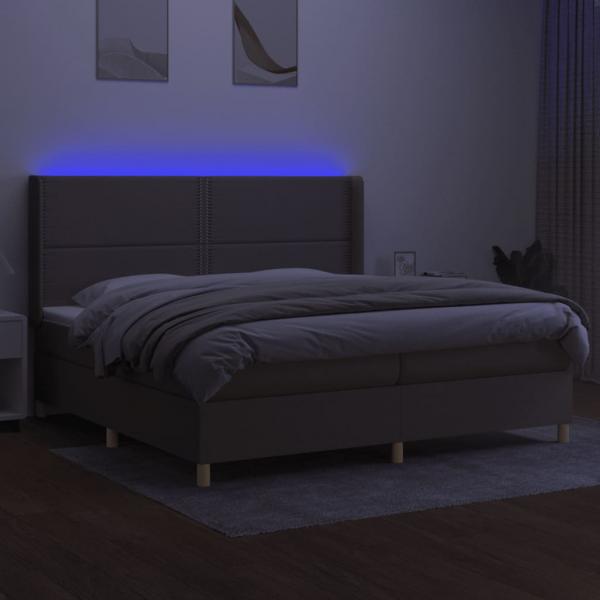 Boxspringbett mit Matratze & LED Taupe 200x200 cm Stoff