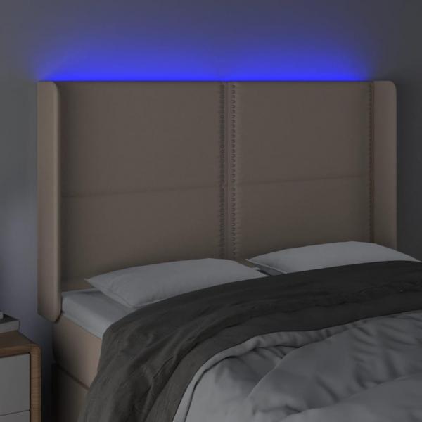 LED Kopfteil Cappuccino-Braun 147x16x118/128cm Kunstleder