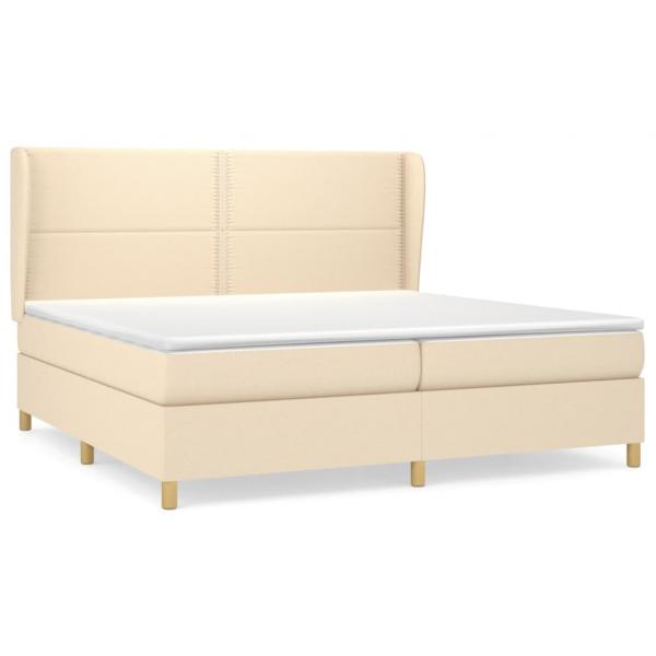 Boxspringbett mit Matratze Creme 200x200 cm Stoff