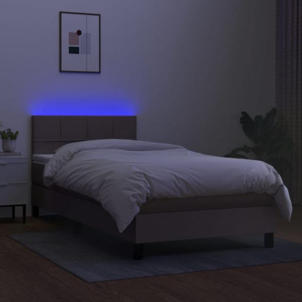 Boxspringbett mit Matratze & LED Taupe 90x190 cm Stoff