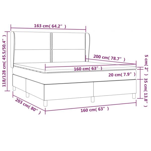 Boxspringbett mit Matratze Dunkelgrau 160x200 cm Samt