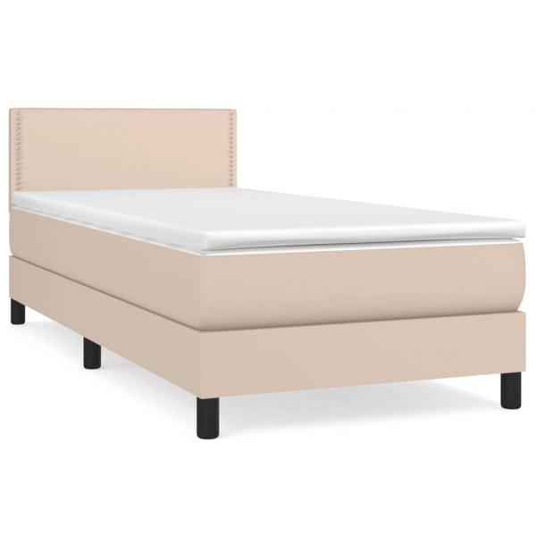 Boxspringbett mit Matratze Cappuccino-Braun 80x200cm Kunstleder