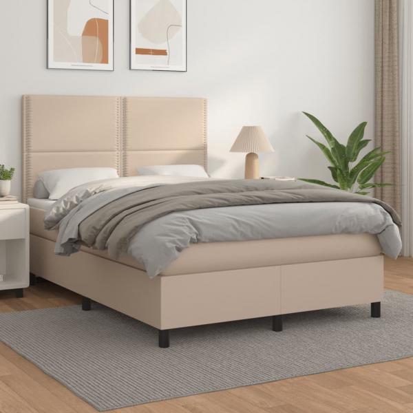 ARDEBO.de - Boxspringbett Matratze Cappuccino-Braun 140x200cm Kunstleder