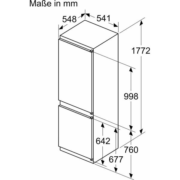 Neff KI7861SE0 N 30 Einbau Kühl-Gefrierkombination, 54,1 cm breit, 260L, Schlepptürtechnik, Eco Air Flow, LED Beleuchtung, NoFrost, Fresh Safe