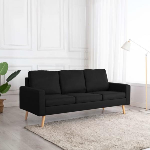 ARDEBO.de - 3-Sitzer-Sofa Schwarz Stoff