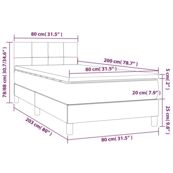 Boxspringbett mit Matratze Dunkelgrau 80x200 cm Samt