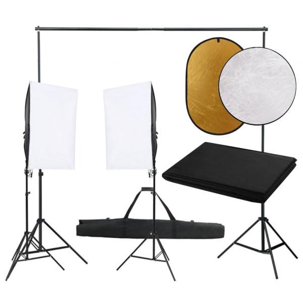 ARDEBO.de - Fotostudio-Set mit Beleuchtung, Hintergrund und Reflektor