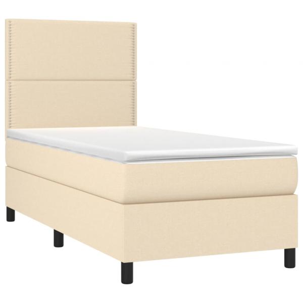 Boxspringbett mit Matratze & LED Creme 80x200 cm Stoff