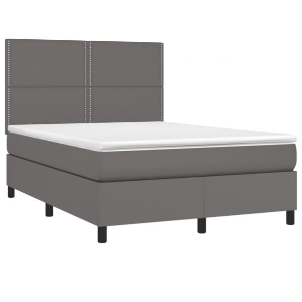 Boxspringbett mit Matratze Grau 140x200 cm Kunstleder