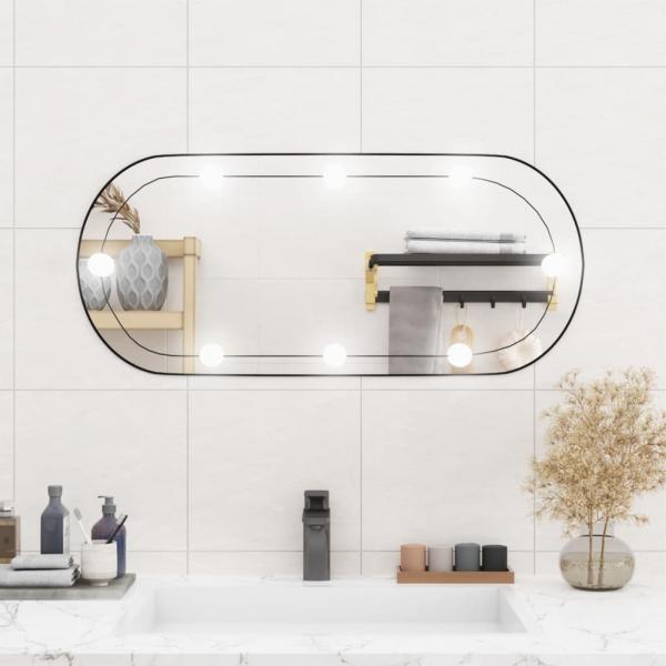 ARDEBO.de - Wandspiegel mit LED-Leuchten 35x80 cm Glas Oval