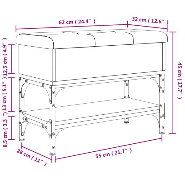 Schuhbank Braun Eichen-Optik 62x32x45 cm Holzwerkstoff