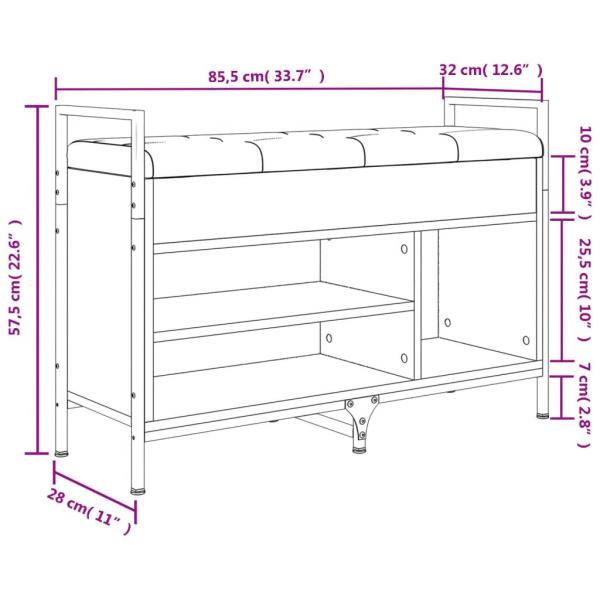 Schuhbank Räuchereiche 85,5x32x57,5 cm Holzwerkstoff