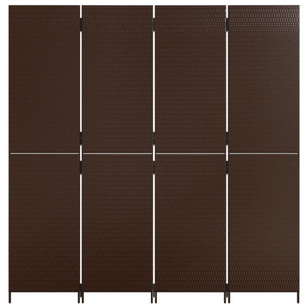 Paravent 4-tlg. Braun Poly Rattan