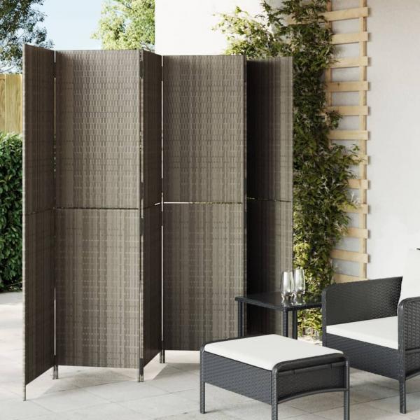 ARDEBO.de - Paravent 6-tlg. Grau Poly Rattan