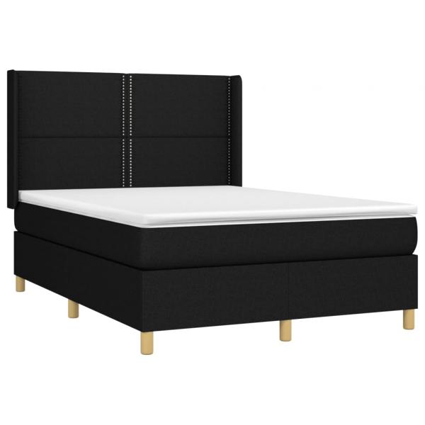 Boxspringbett mit Matratze & LED Schwarz 140x190 cm Stoff 