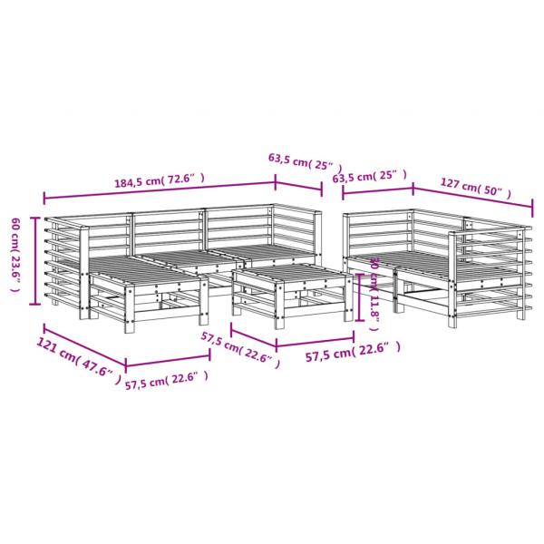 7-tlg. Garten-Lounge-Set Massivholz Douglasie