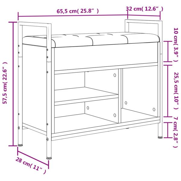 Schuhbank Grau Sonoma 65,5x32x57,5 cm Holzwerkstoff