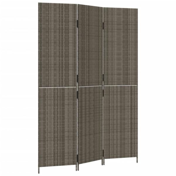 Paravent 3-tlg. Grau Poly Rattan