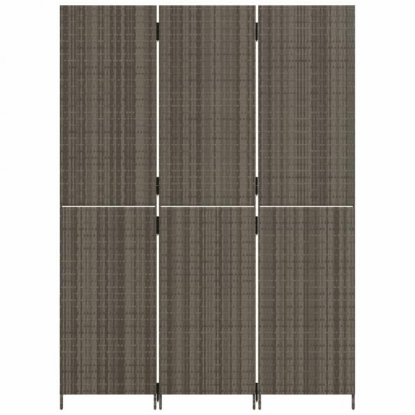 Paravent 3-tlg. Grau Poly Rattan