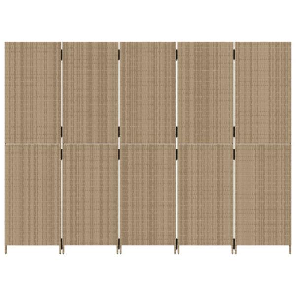 Paravent 5-tlg. Beige Poly Rattan